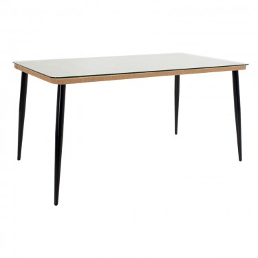 Τραπεζαρία Naoki Χ σετ 5τεμ rattan pe σε φυσική απόχρωση και μαύρο μέταλλο 160x90x78εκ Υλικό: METAL - PE RATTAN - GLASS 200-000960