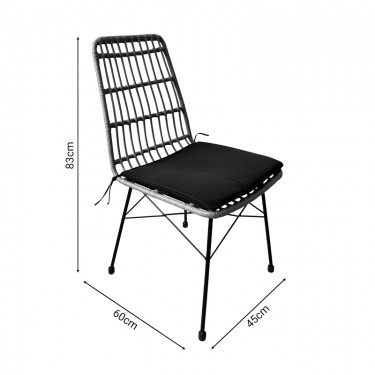 Τραπεζαρία Naoki U σετ 5τεμ rattan pe σε φυσική απόχρωση και μαύρο μέταλλο 80x80x78εκ Υλικό: METAL - PE RATTAN - GLASS 200-000963