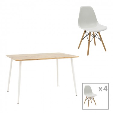 Τραπεζαρία Julita-Cuba σετ 5τεμ pp-mdf σε λευκή-sonoma απόχρωση120x80x75εκ Υλικό: MDF - PP 200-001003