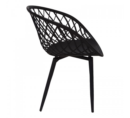 Τραπεζαρία Ezra-Balou σετ 5τεμ pp-mdf σε μαύρη απόχρωση Φ100x76εκ Υλικό: MDF - PP 200-001021