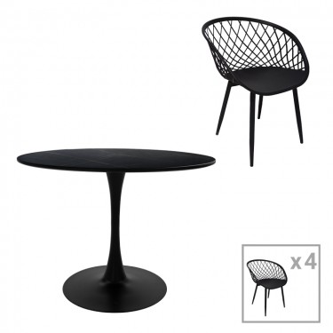 Τραπεζαρία Ezra-Balou σετ 5τεμ pp-mdf σε μαύρη απόχρωση Φ120x73εκ Υλικό: MDF - PP 200-001031