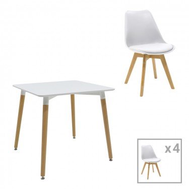 Φοιτητικό πακέτο επίπλων κουζίνας Deli σετ 5τεμ σε λευκή απόχρωση 80x80x76εκ Υλικό: MDF - PP - PU 200-001032