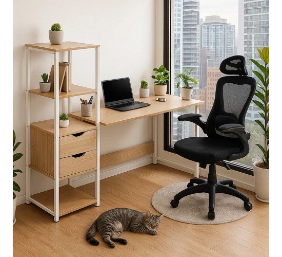 Φοιτητικό πακέτο επίπλων γραφείου Zayjo σετ 2τεμ Υλικό: PP - MESH FABRIC - METAL - MDF 200-001042