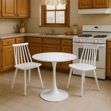 Τραπεζαρία Elijah-Aurora I σετ 3τεμ pp σε λευκή απόχρωση Φ60x74εκ Υλικό: MDF - PP 200-001148