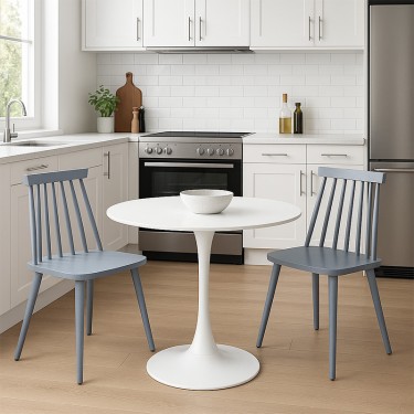 Τραπεζαρία Elijah-Aurora I σετ 3τεμ pp σε λευκή-γκρι απόχρωση Φ60x74εκ Υλικό: MDF - PP 200-001151