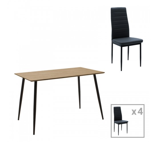 Τραπεζαρία Cuba-Parker σετ 5τεμ mdf σε sonoma-μαύρη απόχρωση 120x70x76cm Υλικό: PU - METAL - MDF 200-001153 Τραπεζαρία Cuba-Parker σετ 5τεμ mdf σε sonoma-μαύρη απόχρωση 120x70x76cm Υλικό: PU - METAL - MDF 200-001153
