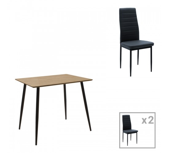 Τραπεζαρία Cuba-Parker σετ 3τεμ mdf σε sonoma-μαύρη απόχρωση 70x70x75cm Υλικό: PU - METAL - MDF 200-001154 Τραπεζαρία Cuba-Parker σετ 3τεμ mdf σε sonoma-μαύρη απόχρωση 70x70x75cm Υλικό: PU - METAL - MDF 200-001154