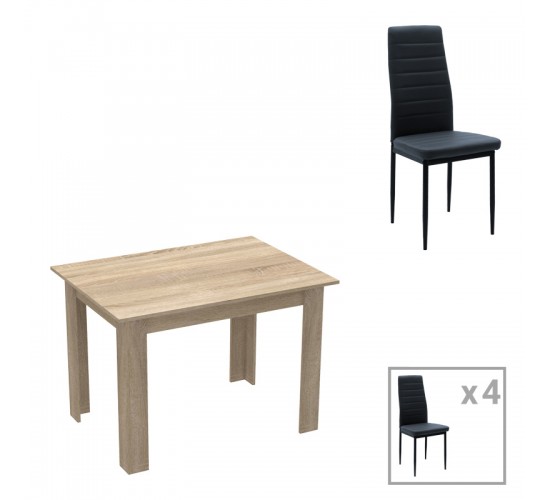 Τραπεζαρία Manka-Parker σετ 5τεμ mdf σε μαύρη-sonoma απόχρωση 110x80x77εκ Υλικό: PU - METAL - MDF 200-001160 Τραπεζαρία Manka-Parker σετ 5τεμ mdf σε μαύρη-sonoma απόχρωση 110x80x77εκ Υλικό: PU - METAL - MDF 200-001160