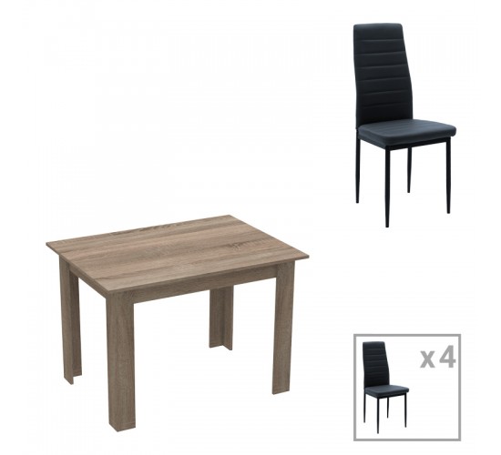 Τραπεζαρία Manka-Parker σετ 5τεμ mdf σε μαύρη-sonoma truffle απόχρωση 110x80x77εκ Υλικό: PU - METAL - MDF 200-001161 Τραπεζαρία Manka-Parker σετ 5τεμ mdf σε μαύρη-sonoma truffle απόχρωση 110x80x77εκ Υλικό: PU - METAL - MDF 200-001161