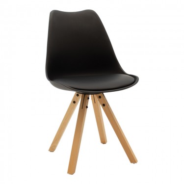 Τραπεζαρία Julita-Caron σετ 3τεμ mdf σε μαύρη-φυσική απόχρωση Φ60x73εκ Υλικό: PU - METAL - MDF - PP 200-001168