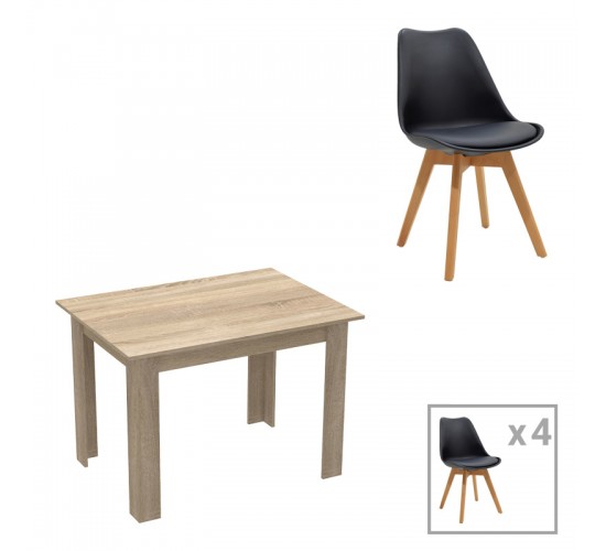 Τραπεζαρία Manka-Gaston σετ 5τεμ σε sonoma-μαύρη απόχρωση 110x80x77εκ Υλικό: PP - METAL - MDF - GLASS 200-001189 Τραπεζαρία Manka-Gaston σετ 5τεμ σε sonoma-μαύρη απόχρωση 110x80x77εκ Υλικό: PP - METAL - MDF - GLASS 200-001189