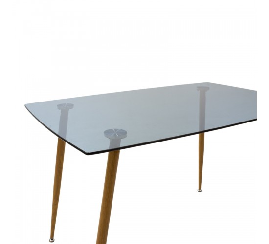 Τραπεζαρία Manka Ι -Gaston σετ 3τεμ σε sonoma truffle-μαύρη απόχρωση 80x80x77εκ Υλικό: PP - METAL - MDF - GLASS 200-001192