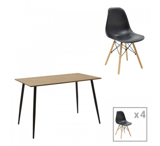 Τραπεζαρία Cuba-Julita σετ 5τεμ MDF sonoma-μαύρο-φυσικό 120x70x76εκ Υλικό: PP - METAL - MDF 200-001194 Τραπεζαρία Cuba-Julita σετ 5τεμ MDF sonoma-μαύρο-φυσικό 120x70x76εκ Υλικό: PP - METAL - MDF 200-001194