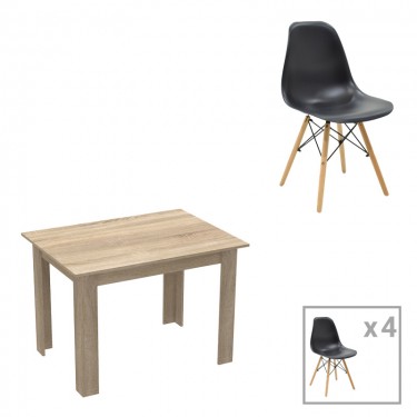 Τραπεζαρία Manka-Julita σετ 5τεμ σε sonoma-μαύρη απόχρωση 110x80x77εκ Υλικό: PP - METAL - MDF 200-001198