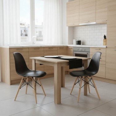 Τραπεζαρία Manka I-Julita σετ 3τεμ σε sonoma-μαύρη απόχρωση 80x80x77εκ Υλικό: PP - METAL - MDF 200-001200