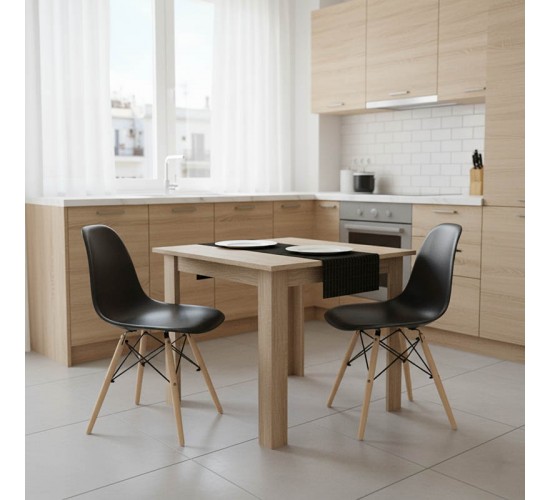 Τραπεζαρία Manka I-Julita σετ 3τεμ σε sonoma-μαύρη απόχρωση 80x80x77εκ Υλικό: PP - METAL - MDF 200-001200