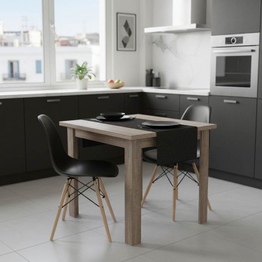 Τραπεζαρία Manka I-Julita σετ 3τεμ σε sonoma truffle-μαύρη απόχρωση 80x80x77εκ Υλικό: PP - METAL - MDF 200-001201