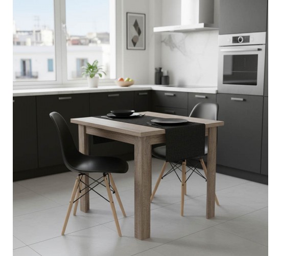 Τραπεζαρία Manka I-Julita σετ 3τεμ σε sonoma truffle-μαύρη απόχρωση 80x80x77εκ Υλικό: PP - METAL - MDF 200-001201