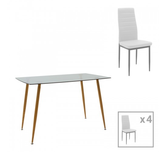Τραπεζαρία Cuba-Parker σετ 5τεμ sonoma-λευκό 120x80x75εκ Υλικό: PU - METAL - GLASS 200-001209 Τραπεζαρία Cuba-Parker σετ 5τεμ sonoma-λευκό 120x80x75εκ Υλικό: PU - METAL - GLASS 200-001209