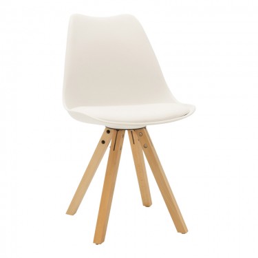 Τραπεζαρία Natali-Caron σετ 3τεμ MDF λευκό-πόδια φυσικό 80x80x76εκ Υλικό: PU - METAL - pp 200-001218