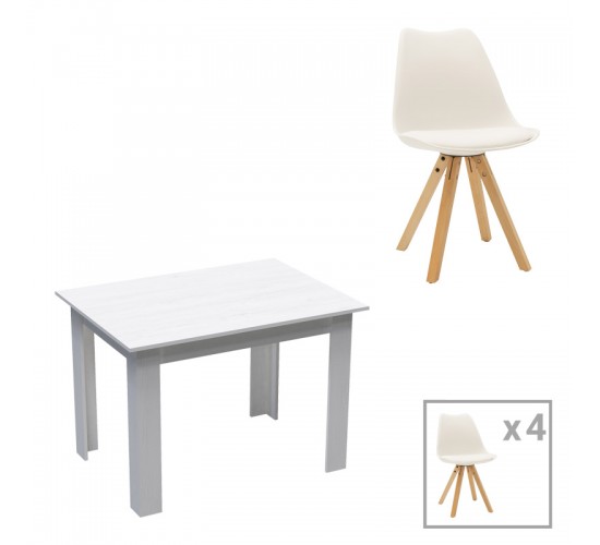 Τραπεζαρία Manka-Caron σετ 5τεμ σε λευκή απόχρωση 110x80x77εκ Υλικό: PU - PP - PARTICLEBOARD 200-001234 Τραπεζαρία Manka-Caron σετ 5τεμ σε λευκή απόχρωση 110x80x77εκ Υλικό: PU - PP - PARTICLEBOARD 200-001234