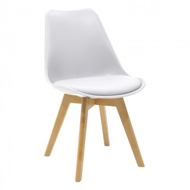 Τραπεζαρία Julita-Gaston σετ 5τεμ MDF και ξύλο οξιάς σε λευκή-φυσική απόχρωση Φ80x73εκ Υλικό: MDF - BEECH WOOD - METAL- PP 200-001242