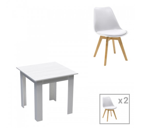 Τραπεζαρία Manka-Gaston σετ 3τεμ σε λευκή απόχρωση 80x80x77εκ Υλικό: PP - METAL - MDF 200-001245