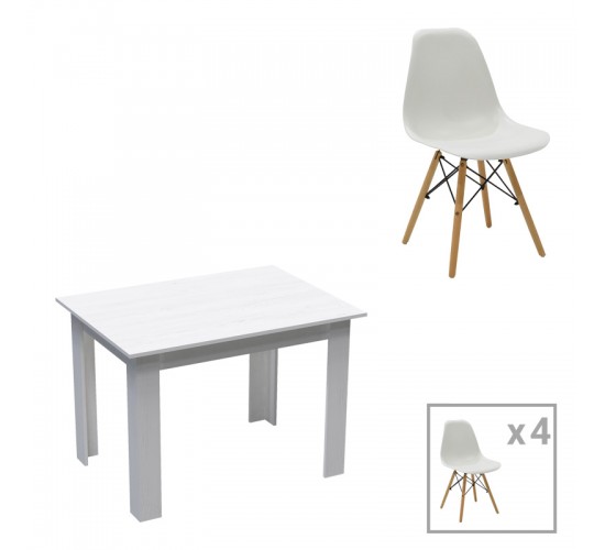 Τραπεζαρία Manka-Julita σετ 5τεμ σε λευκή απόχρωση 110x80x77εκ Υλικό: PP - METAL - MDF 200-001248 Τραπεζαρία Manka-Julita σετ 5τεμ σε λευκή απόχρωση 110x80x77εκ Υλικό: PP - METAL - MDF 200-001248