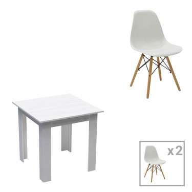 Τραπεζαρία Manka-Julita σετ 3τεμ σε λευκή απόχρωση 80x80x77εκ Υλικό: PP - METAL - MDF 200-001249