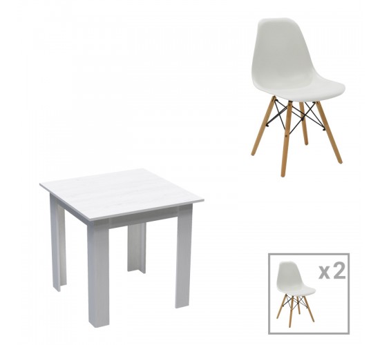 Τραπεζαρία Manka-Julita σετ 3τεμ σε λευκή απόχρωση 80x80x77εκ Υλικό: PP - METAL - MDF 200-001249 Τραπεζαρία Manka-Julita σετ 3τεμ σε λευκή απόχρωση 80x80x77εκ Υλικό: PP - METAL - MDF 200-001249