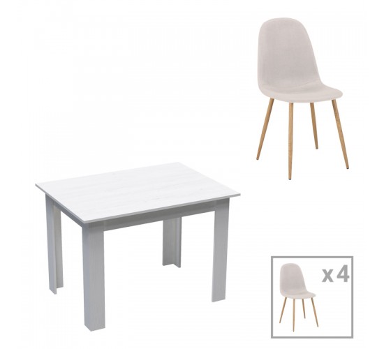 Τραπεζαρία Bella-Manka σετ 5τεμ σε λευκή απόχρωση 110x80x77εκ Υλικό: PP - MDF 200-001256 Τραπεζαρία Bella-Manka σετ 5τεμ σε λευκή απόχρωση 110x80x77εκ Υλικό: PP - MDF 200-001256