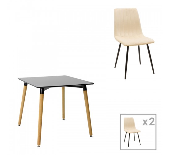 Τραπεζαρία Natali-Noor σετ 3τεμ MDF λευκό-μπεζ-μαύρο 80x80x76εκ Υλικό: PP - MDF 200-001268 Τραπεζαρία Natali-Noor σετ 3τεμ MDF λευκό-μπεζ-μαύρο 80x80x76εκ Υλικό: PP - MDF 200-001268
