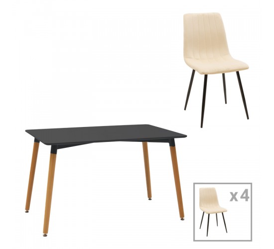Τραπεζαρία Natali-Noor σετ 5τεμ MDF λευκό-μπεζ-μαύρο 120x80x76εκ Υλικό: PP - MDF 200-001270 Τραπεζαρία Natali-Noor σετ 5τεμ MDF λευκό-μπεζ-μαύρο 120x80x76εκ Υλικό: PP - MDF 200-001270