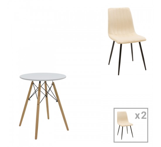 Τραπεζαρία Julita-Noor σετ 3τεμ MDF λευκό-μπεζ-φυσικό Φ60x73εκ Υλικό: PP - MDF - VELVET 200-001273 Τραπεζαρία Julita-Noor σετ 3τεμ MDF λευκό-μπεζ-φυσικό Φ60x73εκ Υλικό: PP - MDF - VELVET 200-001273