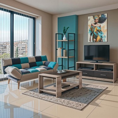 Φοιτητικό πακέτο επίπλων σαλονιού Aura σετ 3τεμ Υλικό: METAL - LPL - FABRIC 200-001319