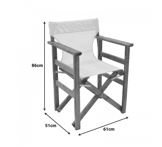 Καρέκλα-πολυθρόνα σκηνοθέτη Retto μασίφ ξύλο οξιάς καρυδί-πανί εκρού Υλικό: Solid wood beech 200-001380