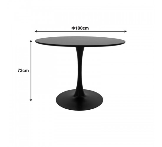 Τραπεζαρία Balou-Noor σετ 5τεμ MDF μαύρο-κιτρινο Φ100x73εκ Υλικό: MDF - METAL - VELVET 200-001422