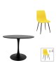 Τραπεζαρία Balou-Noor σετ 5τεμ MDF μαύρο-κιτρινο Φ100x73εκ Υλικό: MDF - METAL - VELVET 200-001422