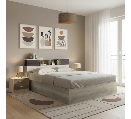 Σετ Κρεβατοκάμαρας Olympus Castillo Toro με Κρεβάτι 160x200εκ Σετ 3τεμ Υλικό: Μοριοσανίδα με επένδυση 3D Paper Wood 200-001441