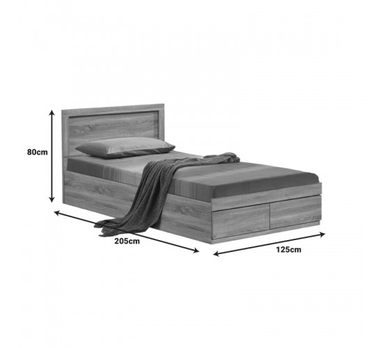 Σετ Κρεβατοκάμαρας Olympus Sonoma με Κρεβάτι 120x200εκ Σετ 4τεμ Υλικό: MDF. Μοριοσανίδα με επένδυση 3D Paper Wood 200-001447