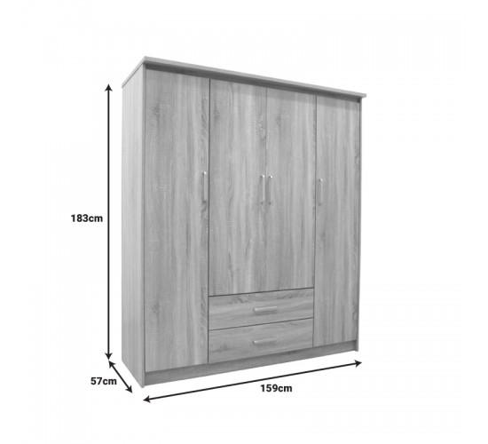 Σετ Κρεβατοκάμαρας Olympus Sonoma με Κρεβάτι 120x200εκ Σετ 4τεμ Υλικό: MDF. Μοριοσανίδα με επένδυση 3D Paper Wood 200-001447