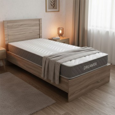 Κρεβάτι με στρώμα Athos-Dreamer sonoma 90x190εκ Υλικό: 15mm Particle Board - POCKET SPRING MATTRESS 200-001453