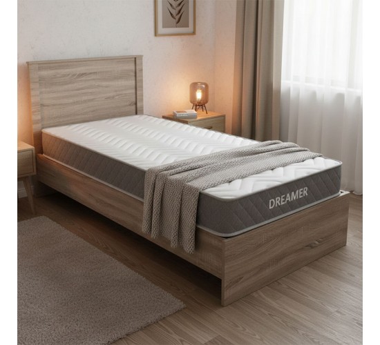 Κρεβάτι με στρώμα Athos-Dreamer sonoma 90x190εκ Υλικό: 15mm Particle Board - POCKET SPRING MATTRESS 200-001453