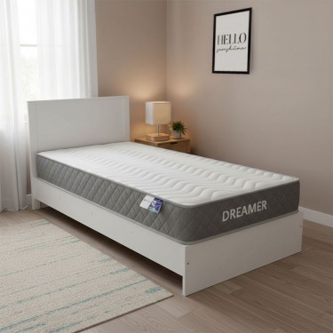 Κρεβάτι με στρώμα Athos-Dreamer λευκό 90x190εκ Υλικό: 15mm Particle Board - POCKET SPRING MATTRESS 200-001454