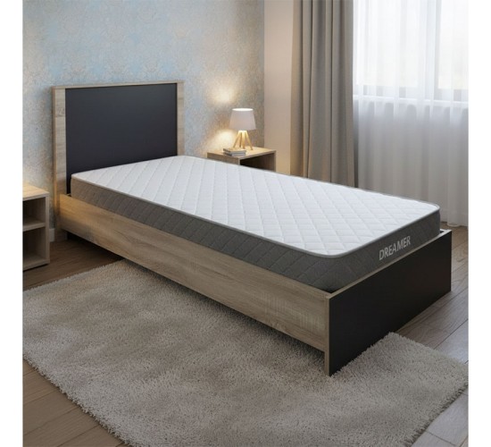 Κρεβάτι με στρώμα Athos-Dreamer sonoma-ανθρακί 90x190εκ Υλικό: 15mm Particle Board - POCKET SPRING MATTRESS 200-001455