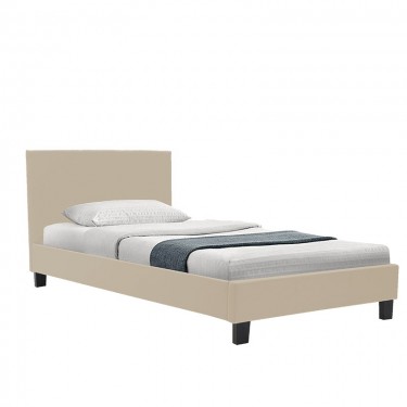 Κρεβάτι με στρώμα Nevil-Dreamer ύφαμα μπεζ-μαύρο πόδι 90x190εκ Υλικό: POLYESTER FABRIC - PLYWOOD - POCKET SPRING MATTRESS 200-001463