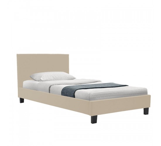 Κρεβάτι με στρώμα Nevil-Dreamer ύφαμα μπεζ-μαύρο πόδι 90x190εκ Υλικό: POLYESTER FABRIC - PLYWOOD - POCKET SPRING MATTRESS 200-001463