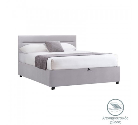Κρεβάτι με στρώμα και αποθηκευτικό χώρο Molito-Dreamer βελούδο γκρι 120x200εκ Υλικό: VELVET - PLYWOOD - POCKET SPRING MATTRESS  - FOAM 200-001472