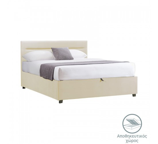 Κρεβάτι με στρώμα και αποθηκευτικό χώρο Molito-Dreamer βελούδο εκρου 120x200εκ Υλικό: VELVET - PLYWOOD - POCKET SPRING MATTRESS  - FOAM 200-001474
