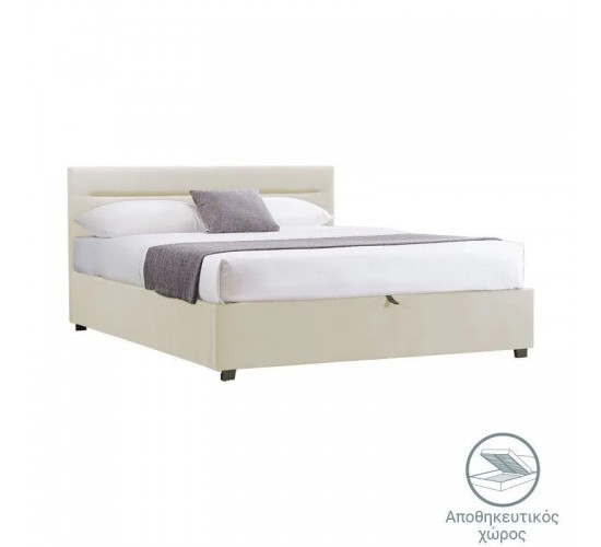 Κρεβάτι με στρώμα και αποθηκευτικό χώρο Molito-Dreamer βελούδο εκρου 150x200εκ Υλικό: VELVET - PLYWOOD - POCKET SPRING MATTRESS  - FOAM 200-001476